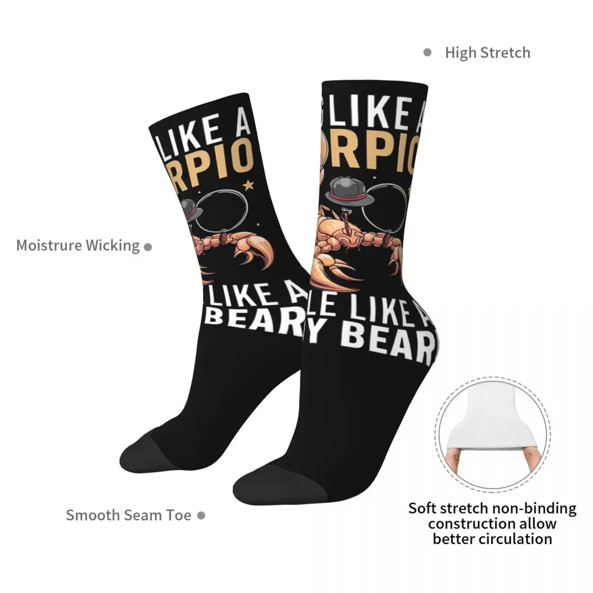 Sting Like A Scorpio, Cuddle Like A Teddy Bear Socks Super Soft Stockings All Season Long Socks Accessories for Unisex Gifts