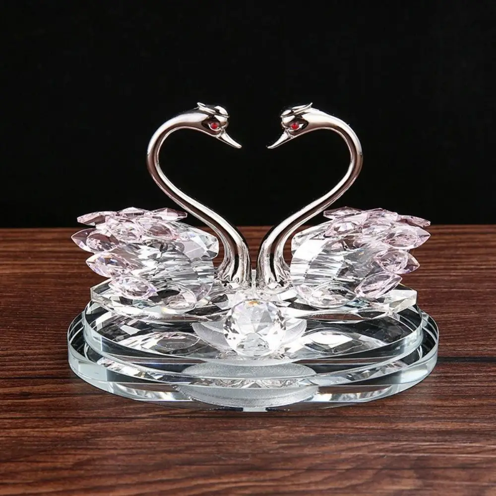 Light Luxury Crystal Swan Ornaments Exquisite Crystal Diamond-encrusted Glass Swans Diamond Crafts Paperweight Home Decoration