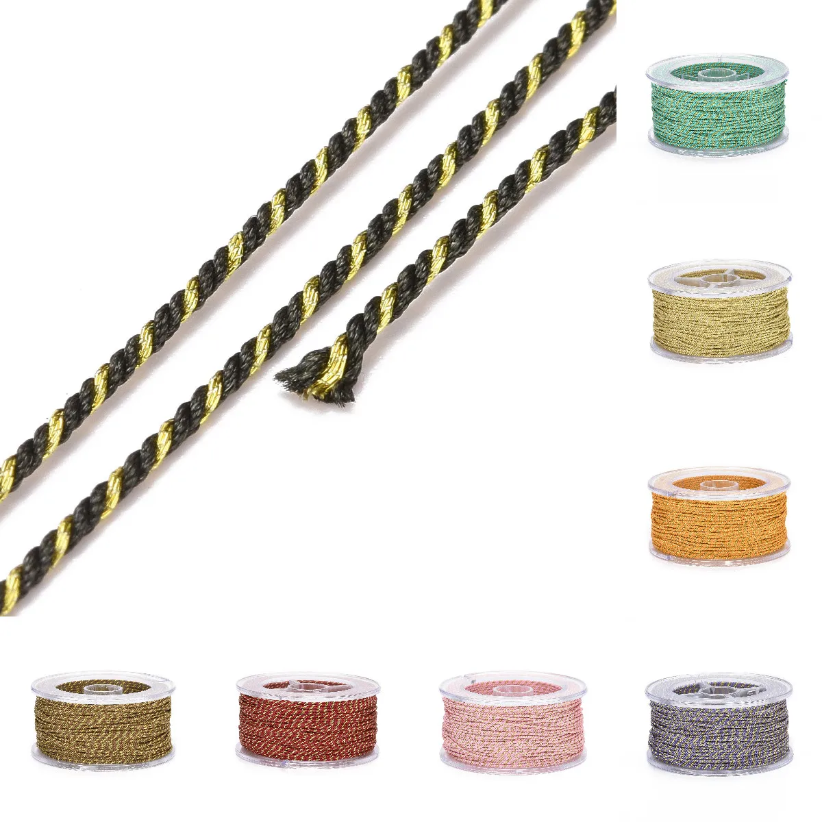 1mm 1.2mm Multicolor Braided Cord Polycotton Filigree Cord Braided Rope Twisted Rope for Wall Hanging Gift Wrapping DIY Jewelry