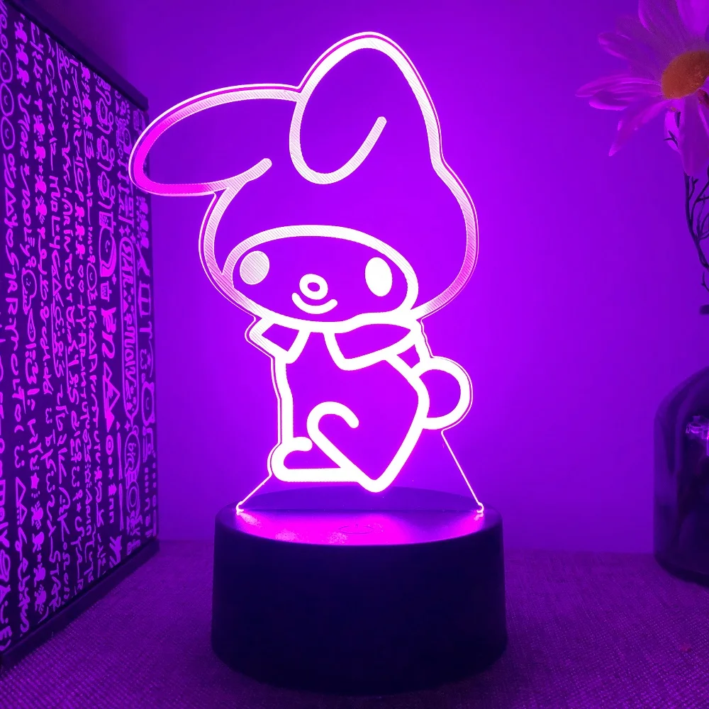 Kuromi 3D LED Cartoon Table Lamp 7 Colors Variable Decorative Night Light Kawaii Acrylic Sleeping Night Light Best Gift for Girl