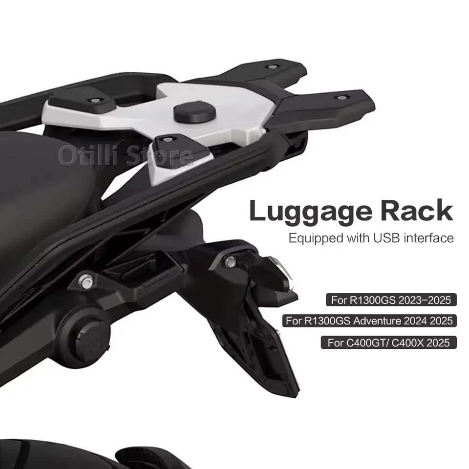 

New Motorcycle Rear Cargo Luggage Rack Carrier Top Box Bracket Plate With USB For BMW C400X C400GT 2025 R1300GS Adventure