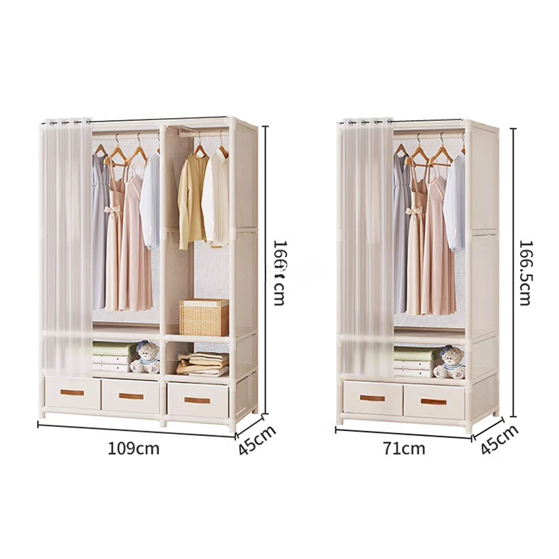 

Simple Open Wardrobes for Home Portable Bedroom Clothes Hanger Storage Cabinet Dustproof Multilayer Fabric Wardrobe with Drawers