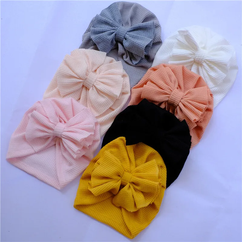 

14pc/lot Baby Turban Girls Waffle Knotbow Head Wraps Kid Girl Cotton Headband for Infant Beanie Caps Toddler Headwear Wholesale