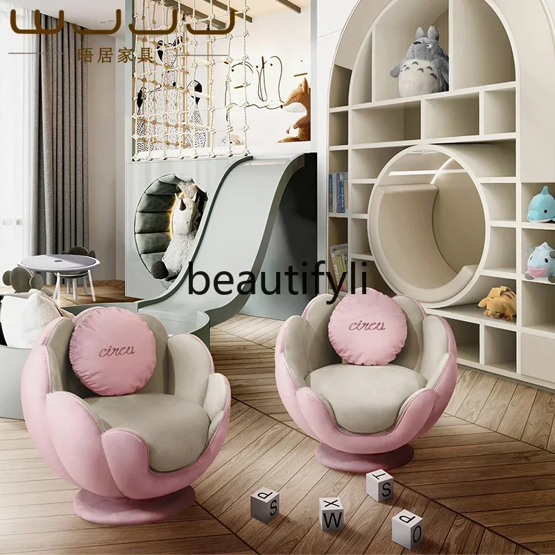 

smt1 Nordic rotating single sofa chair household living room cream wind comfortable leisure chair