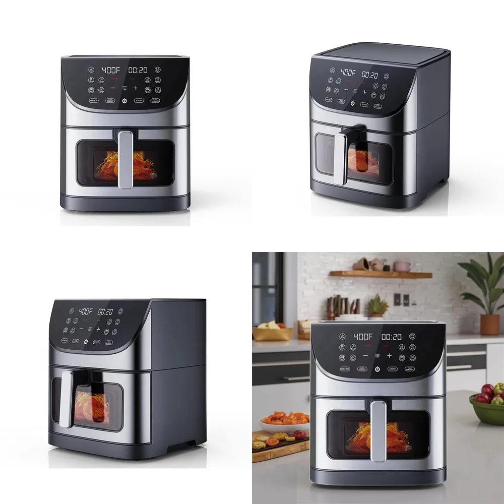 

8-литровая современная безмасляная аэрофритюрница из нержавеющей стали с ЖК-дисплеем и многофункциональным цифровым сенсорным экраном для использования