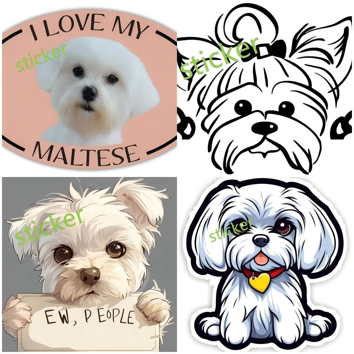 

Maltese Dog Car Stickers and Decals Window Truck Camper Guitar Car Body Refrigerator Wall Cartoon Anime Graffiti