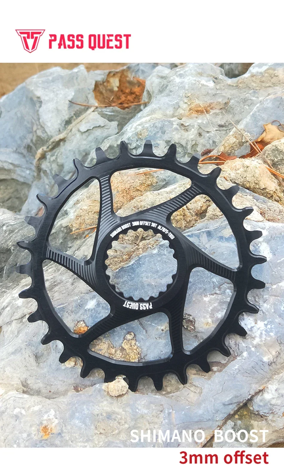 Für Shimano Direct Mount Kettenblatt mit 3mm Offset, 32, 34, 36 Zähne, MTB-Kettenblatt, Silber, 28t, 30t, 38t, 11/12-fach Fahrradkettenblatt – Detail 1