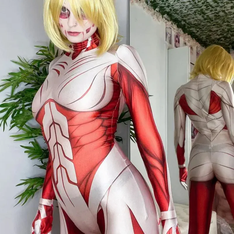 Halloween Annie Leonhardt Female Titan Cosplay Costumes Attack on Titan Female Zentai Catsuit Girls Bodysuit