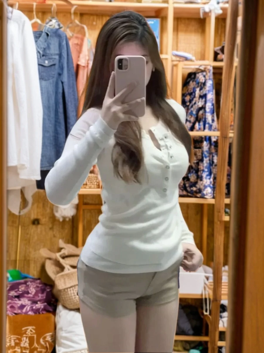 Slim Fit Long Sleeve T-Shirt plus Size American Style Sweet And Spicy Base Layer for Plump Girls Spring Autumn New Model