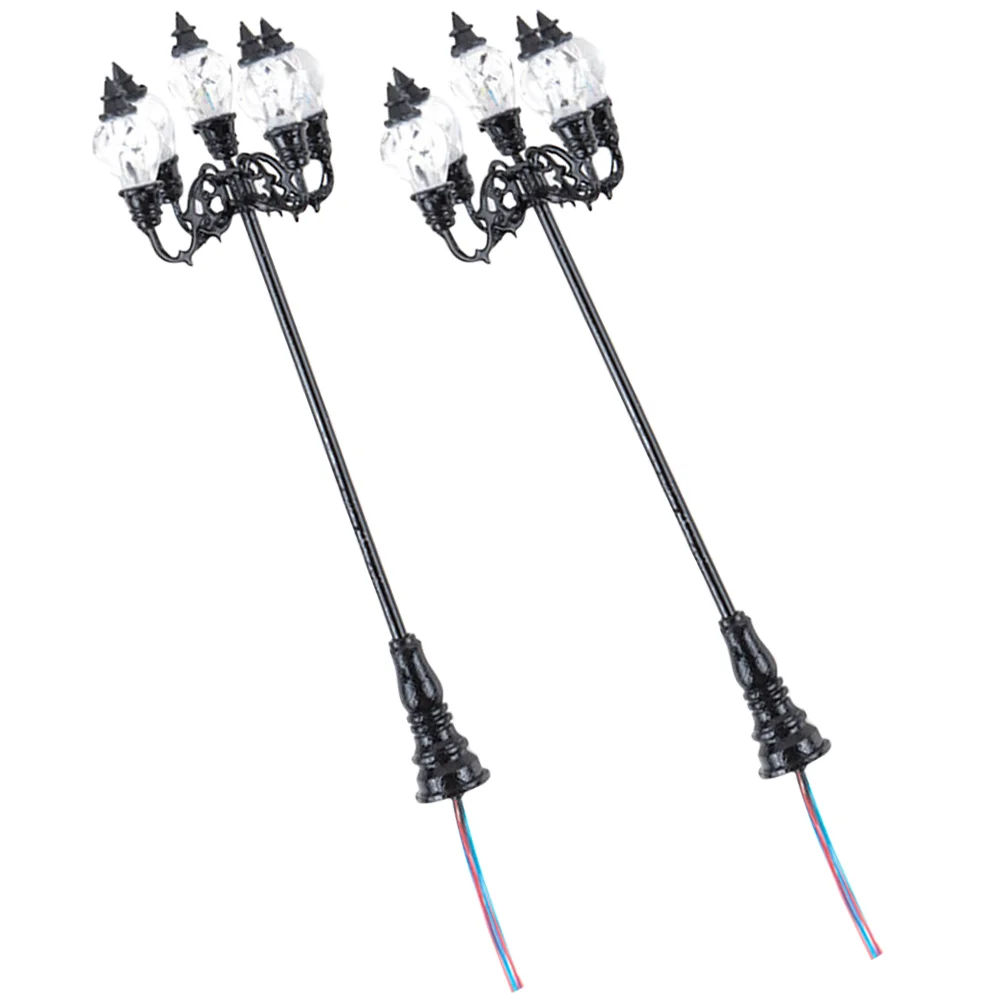 2 Pcs House Micro Landscape Garden Ornaments for Kids Decor Kit Street Light