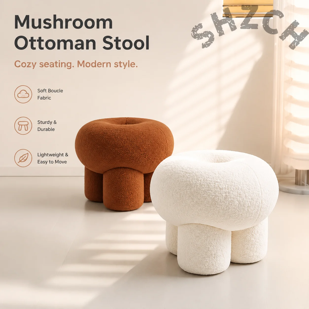 Round Dressing Stool,Creative Lamb Velvet Stool,Change Shoe Stool,Footstool,Living Room Sofa Low Stool,Leisure Chair,Mobile Seat