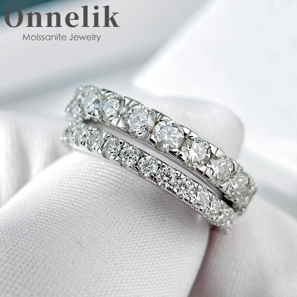 

Onnelik Full 2/3MM D Color VVS1 Moissanite Diamond Rings for Women Wedding Bands Sparkling Jewelry S925 Stering Silver Rings