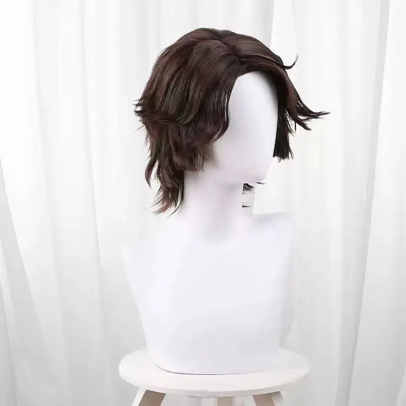 Parrucca cosplay per capelli corti capovolti stile superiore con cuoio capelluto nero e marrone di Puppet Master