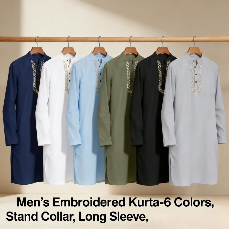 

2026 Модный длинный мужской мусульманский халат в арабском стиле