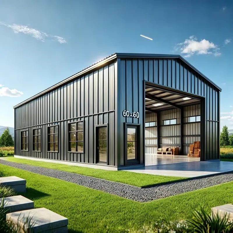 Batiment Metallique Steel Frame Warehouse Prefabricated Metal Building for Commercial Storage Flexible Interior Layout