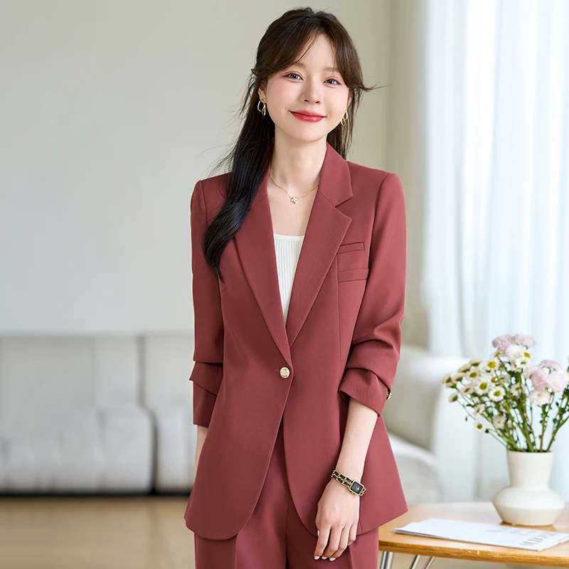 Autumn Winter Women Pants Suits Office Work Wear Formal Elegant Styles Professional Career Interview Trousers Set Clothes Blazer