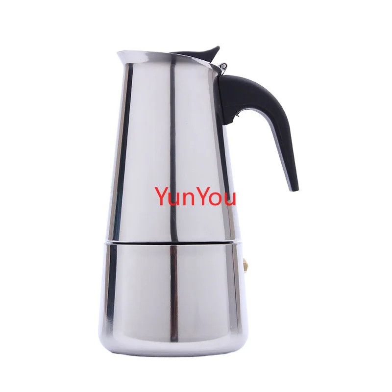 Stainless steel mocha pot, coffee pot, household coffee maker, coffee utensil, large belly expansion type mocha pot
