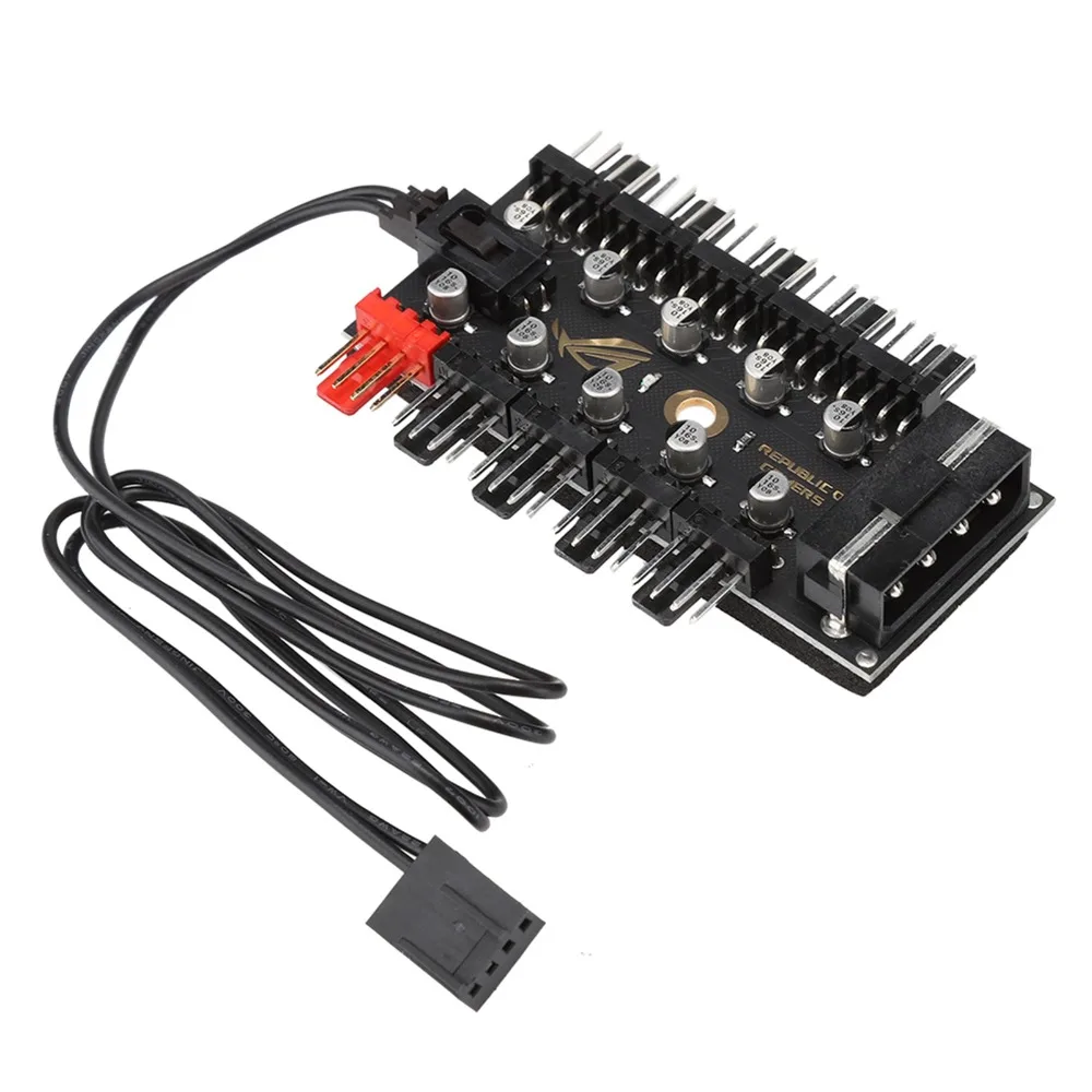 Practical 10 Channel Fan Hub 4Pin 12V Cooling Fan Hub PWM Fan Hub CPU Cooling