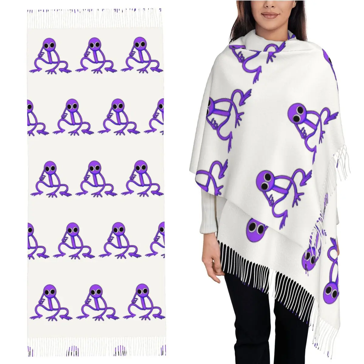 

Шарф с героями радужных друзей, шарфы с кисточками для женщин, мягкие теплые шали и накидки, большая осенне-зимняя шаль