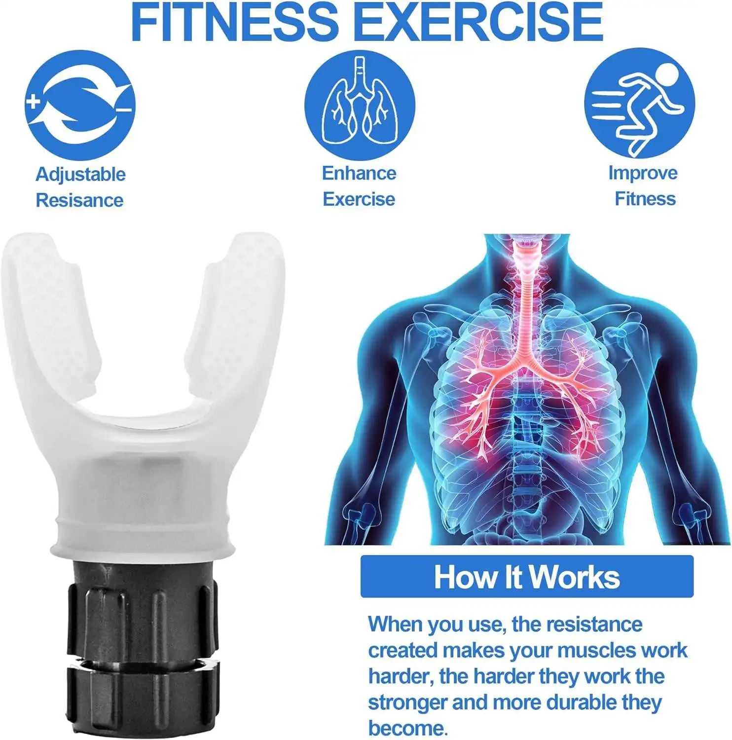 Compact Sports & Entertainment Inhale Respiratory Trainer Food Grade Silicone Adjustable Breath Trainer for Exercise & Training image 6