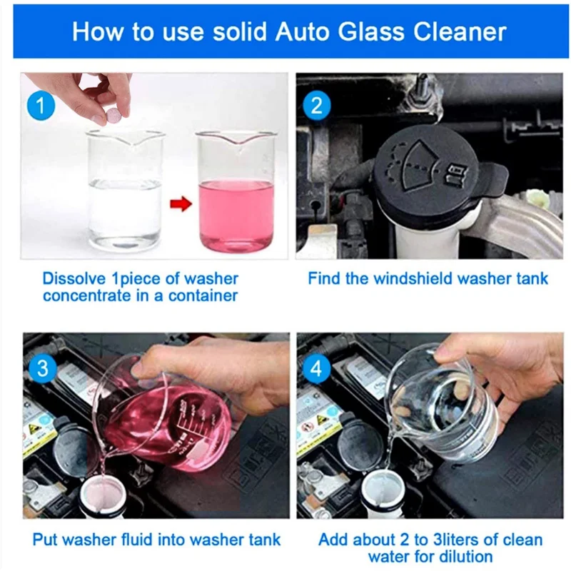 50/100 Pcs Car Solid Cleaner Windscreen Wiper Effervescent Tablets Glass Toilet Window Windshield Cleaning Auto Accessories