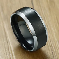 8mm Black Fashion Men Ring Stainless Steel Ring Matte Brushed Wedding Engagement Band Unisex Jewelry Men Birthday Gift