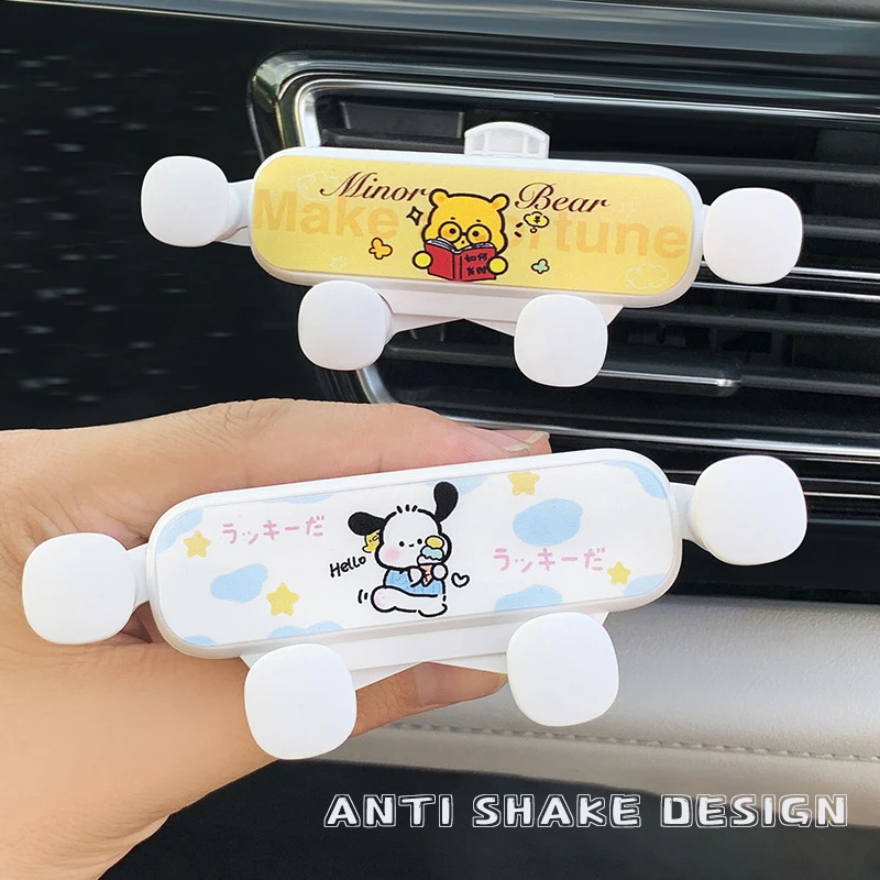 Anime Sanrio Kuromi Auto Telefoonrek 2023 Nieuwe Anti-Shake Vaste Leuke Cartoon Auto Air Outlet Navigatie Rack Opladen Ondersteuning