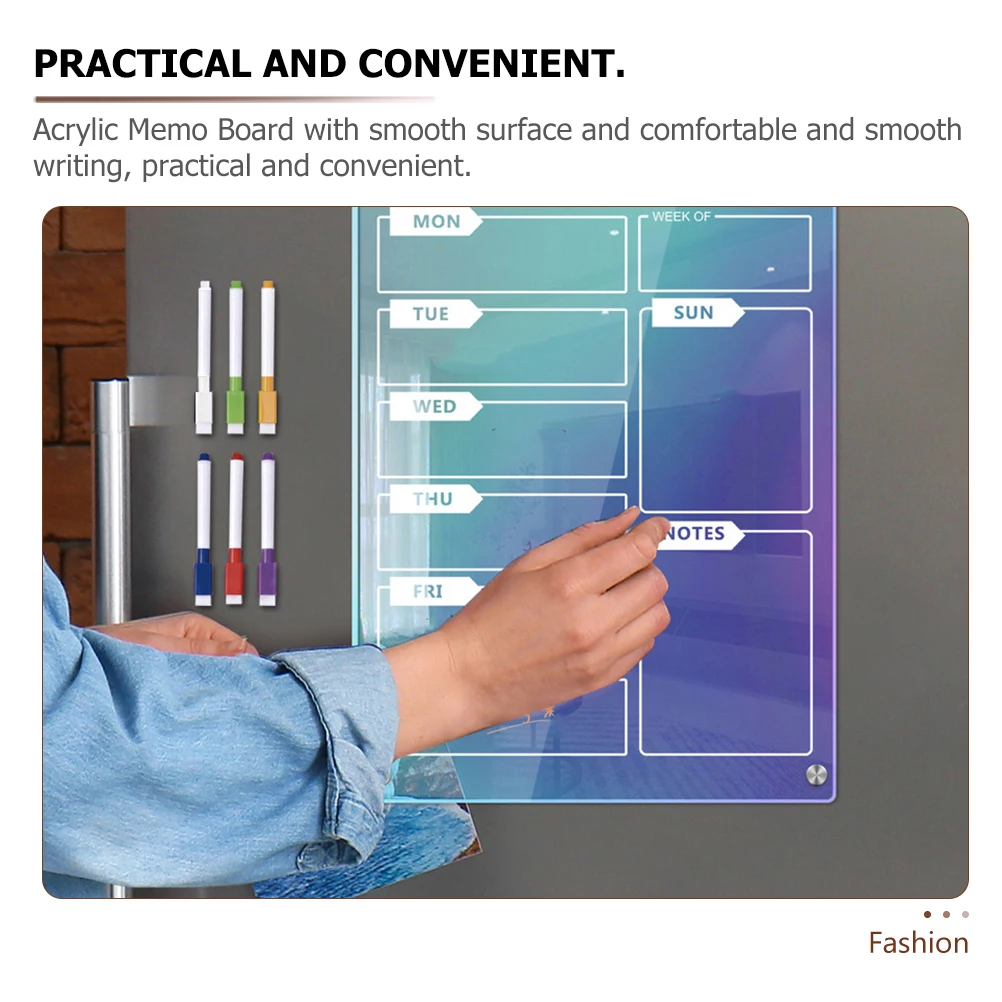 

1 set Magnetic Dry Erase Board Acrylic Memo Fridge Planner Smooth Writing Reusable Cleanable Desk Note Wall Mount