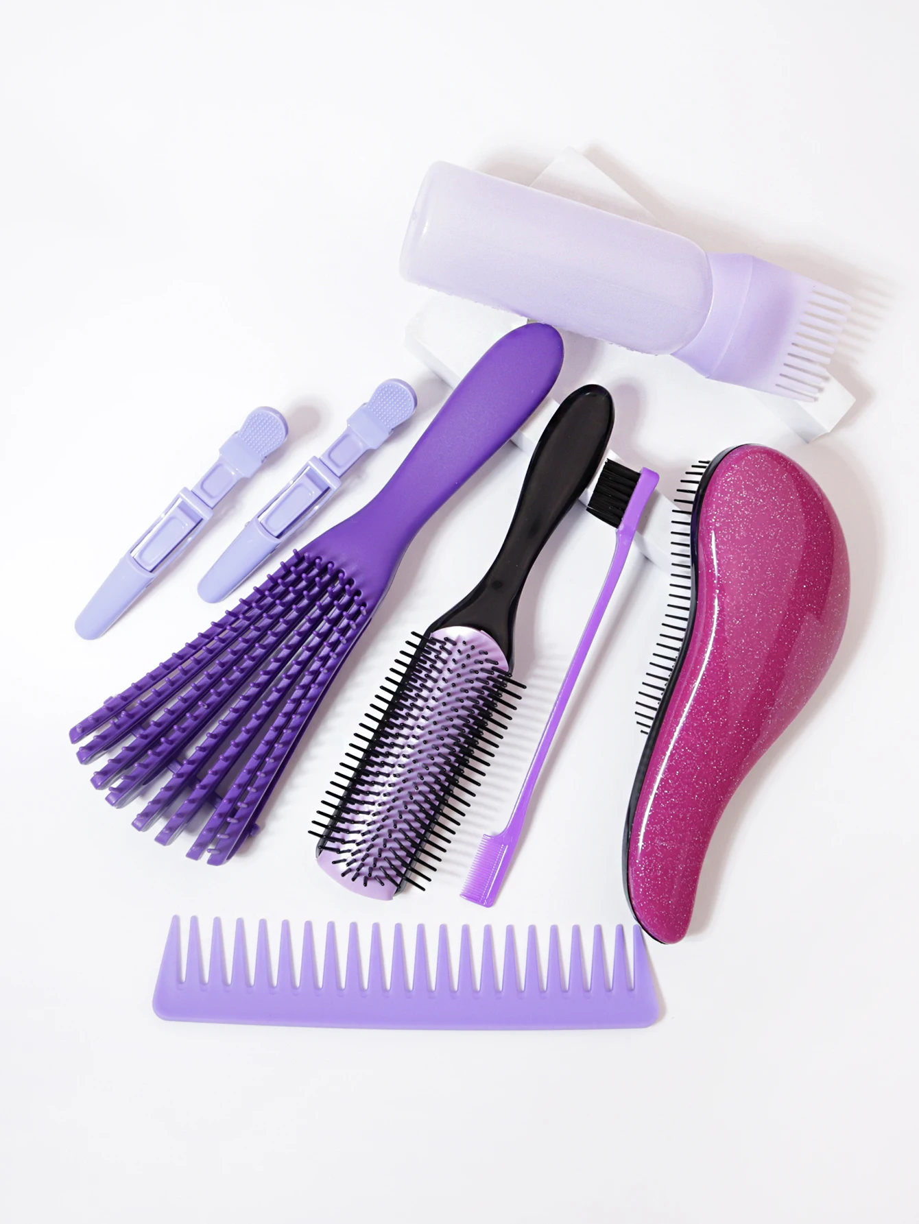 8PCS Comb Hair Brush Set, suitable for both men and women, suitable for long, thick, and curly natural hair