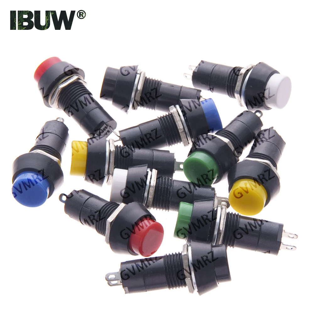 5 uds. Interruptor de botón pulsador momentáneo PBS-110 de 7 mm con bloqueo automático/desbloqueado, interruptor de reinicio, botón pulsador momentáneo de encendido/apagado