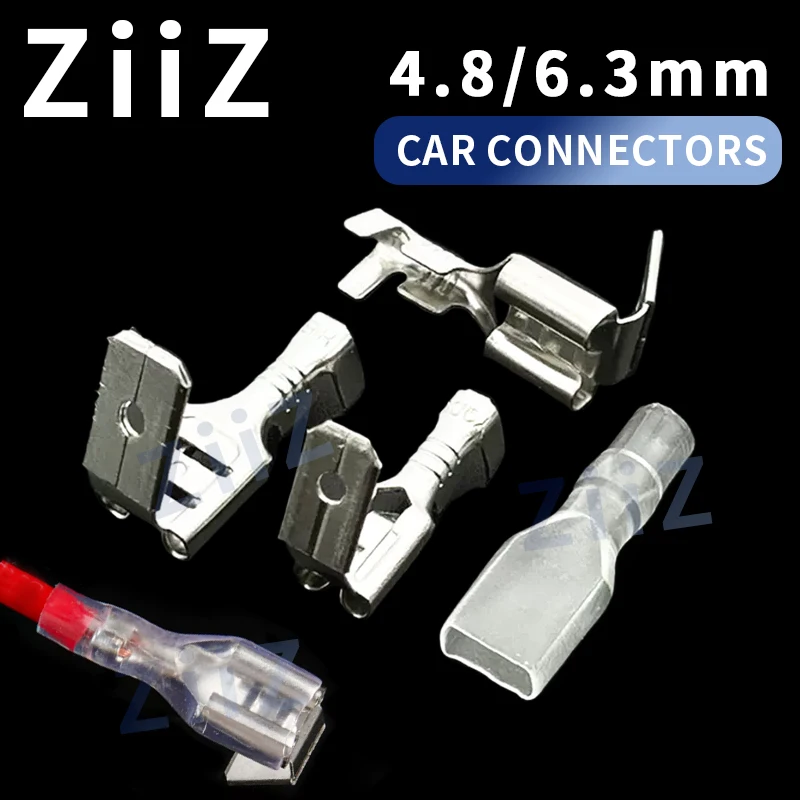 100Pcs lot 4.8mm 6.3mm Anti-back Strap Plug Spring Cold-Pressed car Terminal connectors Wire brass Joint  DJ6212-6.3 ZiiZ