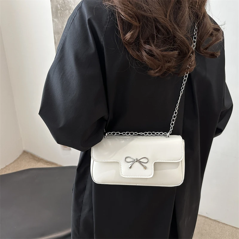

Fashion Versatile Women's Shoulder 2025 High Quality Bags Exquisite Solid Color Bow High Beauty Chain Ladies Bags