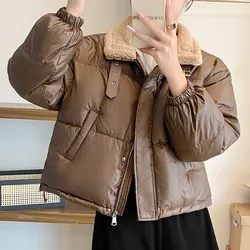 Women Parka Jacket Coat High collar Long Sleeve Thicken Harajuku Warm Turtleneck Padded Jacket Vintage 90s Winter 2024 Clothing