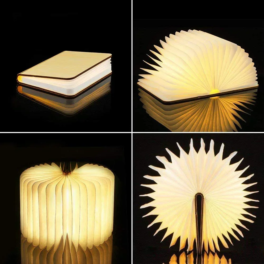 3D พับ Creative LED Night Light สี RGB ชาร์จ USB ไม้ Book Light ตกแต่งห้องนอนโคมไฟตั้งโต๊ะสําหรับของขวัญวันเกิดเด็ก