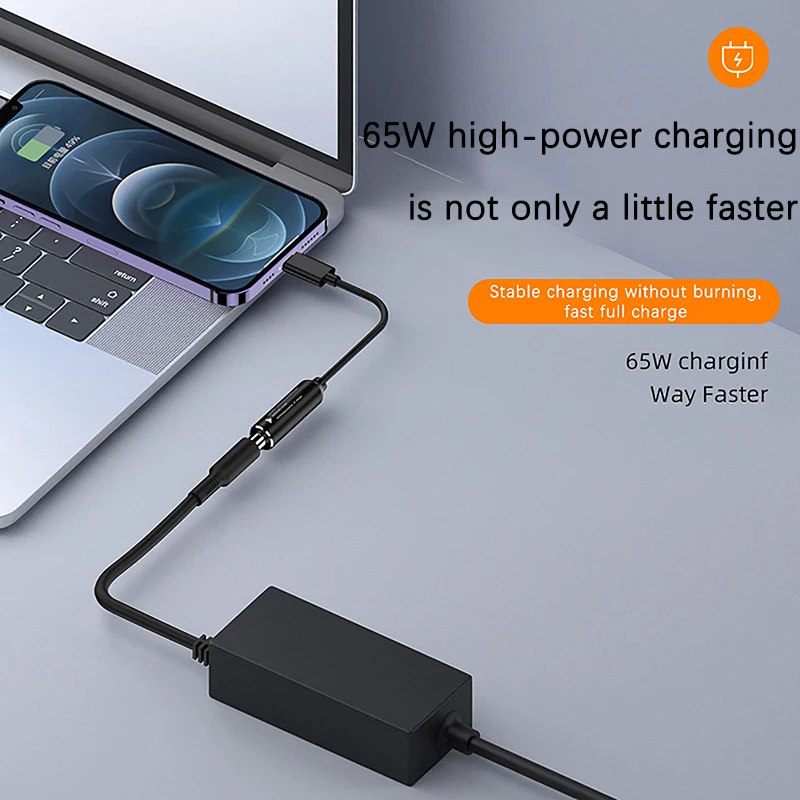 DC 4.5x3.0mm forDell/Hp Laptop Adapter To 65W USB-C Type C PD Charging Cable Cord forMacBook ForSamsung/Huawei ForXiaomi