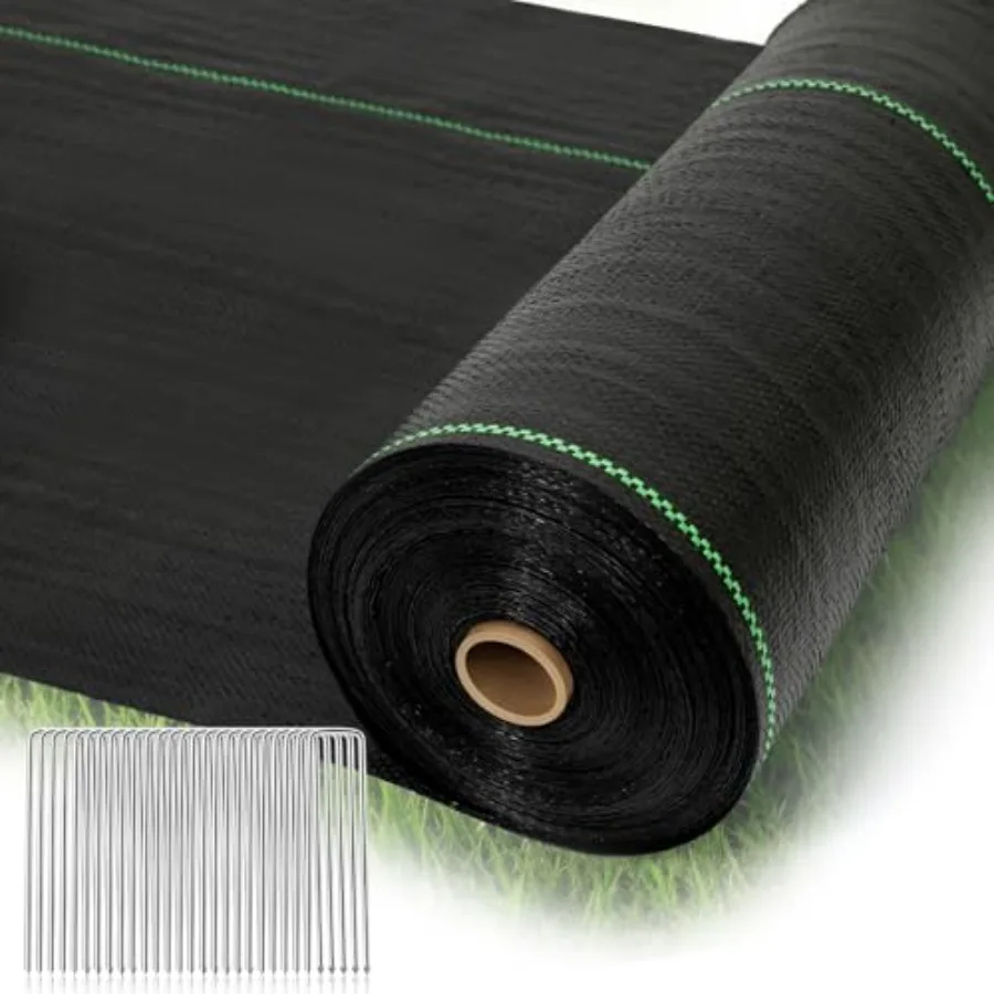 joyhalo 4Feet x300ft Weed Barrier Fabric Heavy Duty, 3.2oz Woven Garden Geotextile Fabric, High Permeability for Weed Blocker M