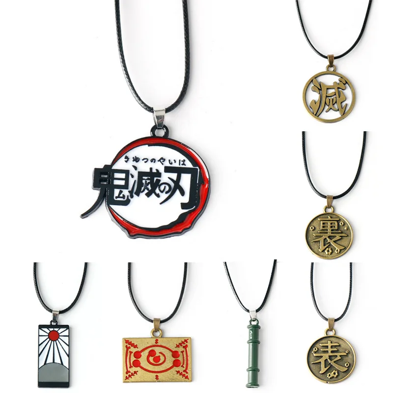 Anime Hit Ghost Slayer Blade Necklace, Surrounded by Stove Door Charcoal Jiro Sun Goddess Bamboo Flute Alloy Logo Pendant