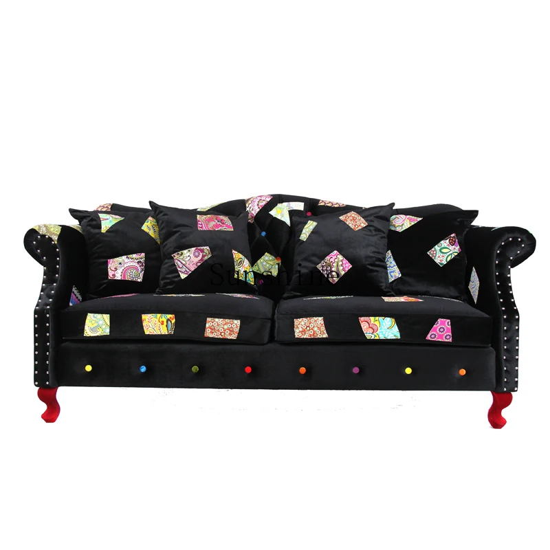 Gothic European fabric nail buckle belt bag American living room contrasting sofa