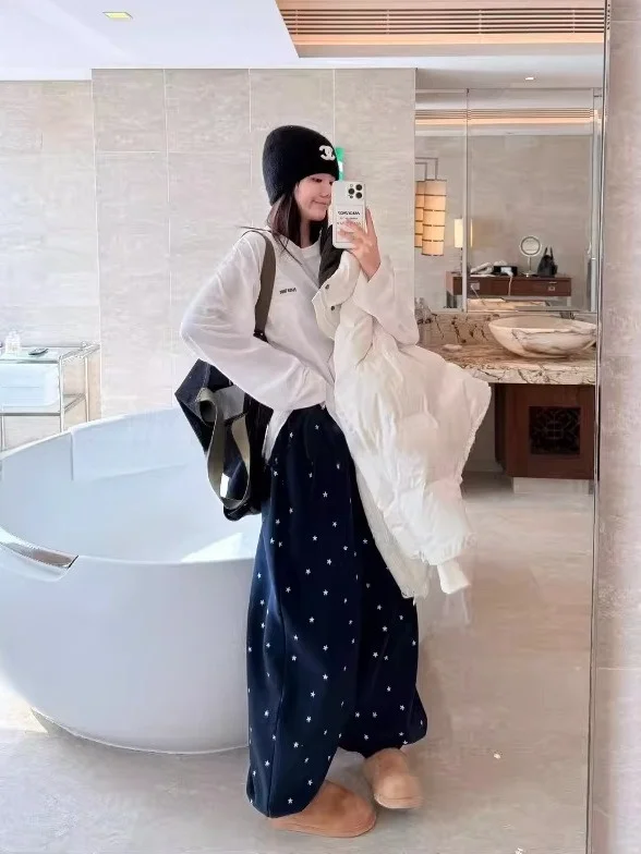 

PEACHZHOU Fce Lined Printed Sweatpants Elastic Waist Casual Anti Aging Soft Loose Warm Cuffed Pants Women Cotton Polyester...