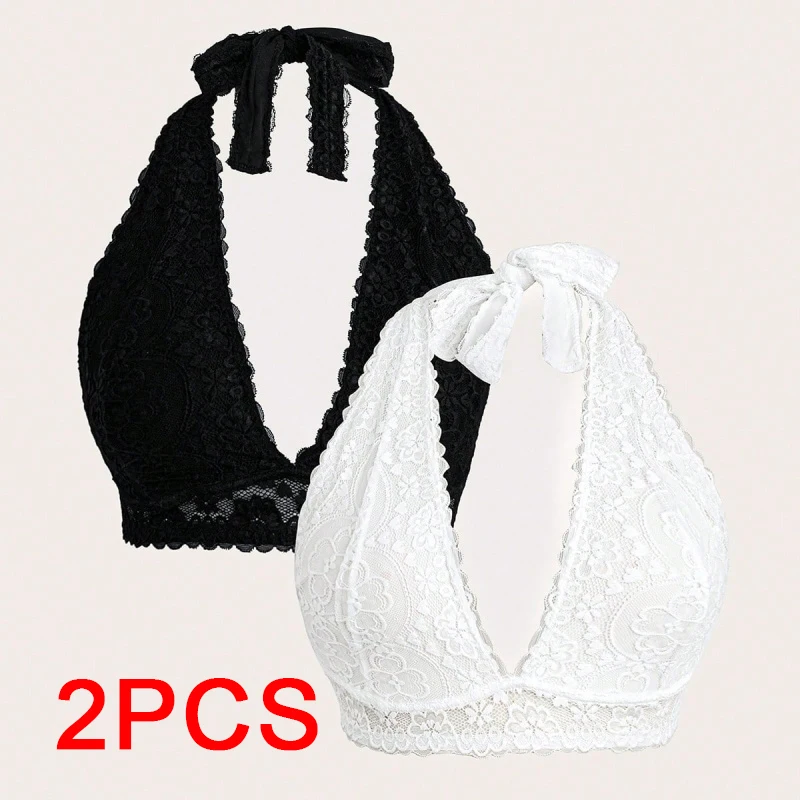 

2 шт., женский кружевной бюстгальтер с открытой спиной и глубоким V-образным вырезом