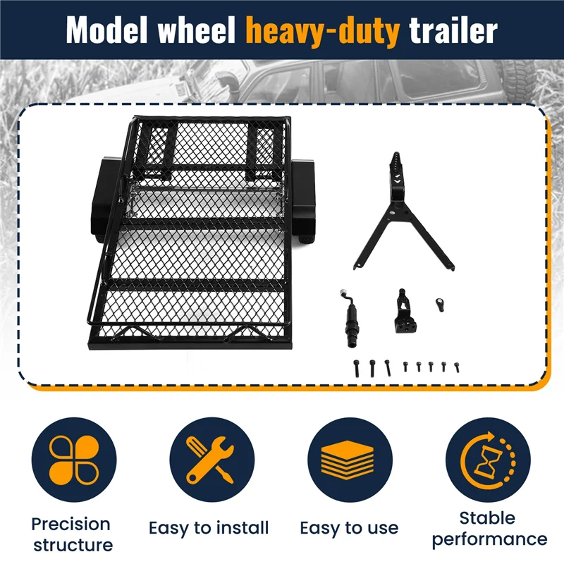 

DELAM-Metal Trailer For RC Car Crawler Axial SCX24 Jeep-Gladiator TRX4M