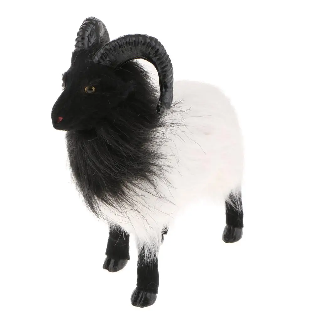 Garden Statue Goat Model Realistic Animals Statue Woodland Charm Outdoor Garden Large Doll Ornaments for Home and Patio