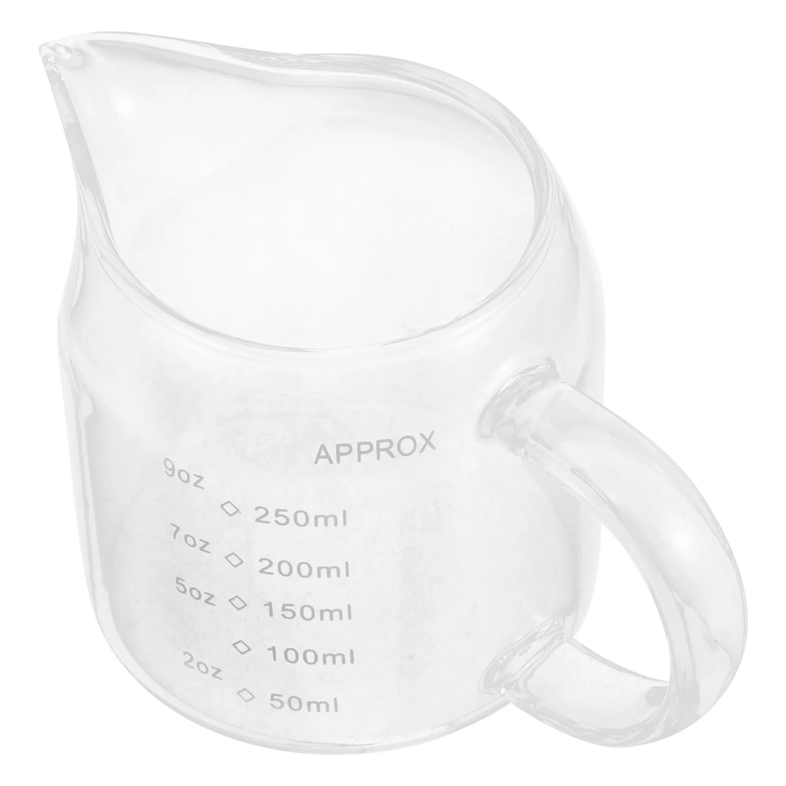 Taza Medidora Graduada de Vidrio de 250 ml (8.5 oz), Taza para Espresso con Boquilla Anti-Goteo, Accesorios para Barra de Café, Espumador de Leche para Latte Art