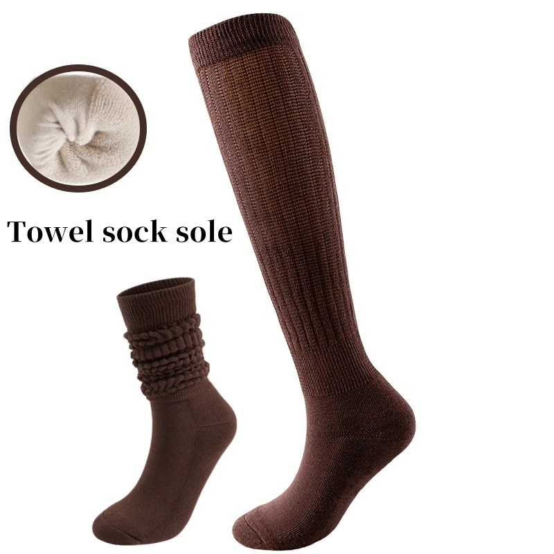 1/2/3 Paar modische Sportsocken für Damen, warme Herbst- und Wintersocken, Yoga-Socken, stilvolle Farben, kniehohe Socken, gerafftes Design, JK-Style Slouch-Socken, Herbst- und Winter-Frotteesocken,