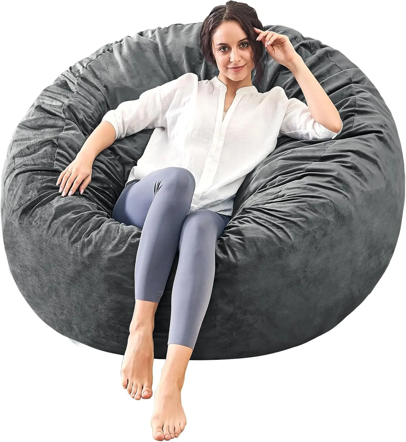 Memory Foam Furniture BeanBag Chair - Kids/Teens Sofa with Soft Micro Fiber Cover - Round Fluffy Couch for Living Room Bedroom C