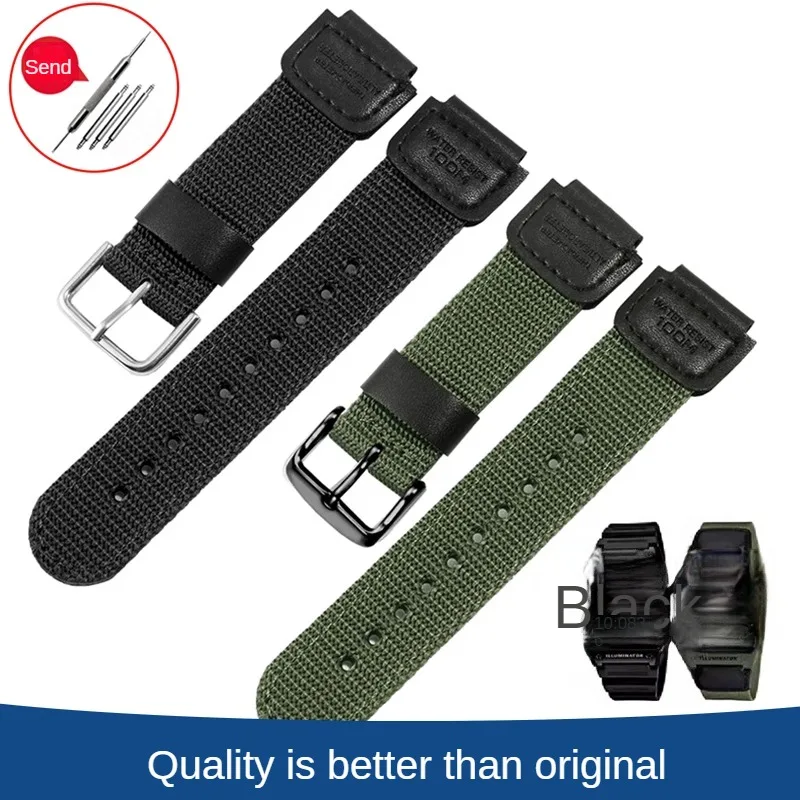 Canvas Watch Strap Substitute AE-1200 1300MRW-200/AQ-S810 SGW300/400 Series Convex Interface Nylon Watchband 24-16mm