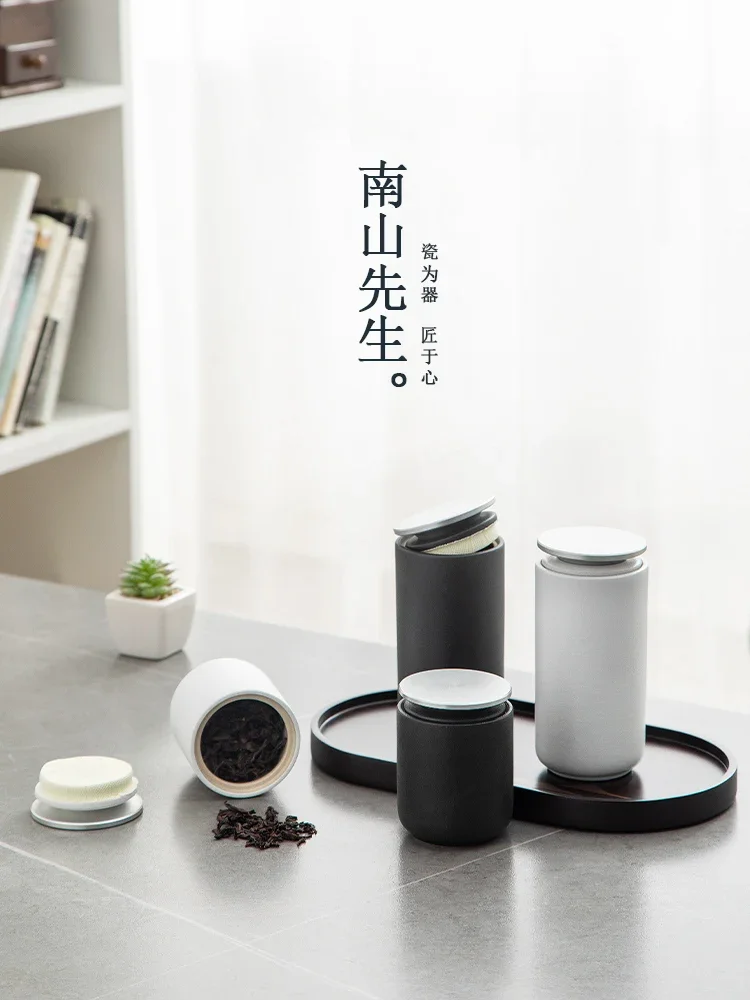 suspense tea canister ceramic sealed jar household portable storage tea canister tea set accessories moisture-proof s