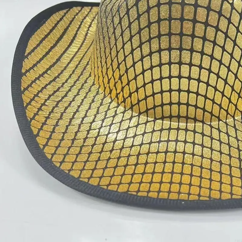 قبعة رعاة البقر P88A ديسكو ذات مرآة لامعة متعددة الاستخدامات للرجال والنساء والمطربين الكوميديين #4