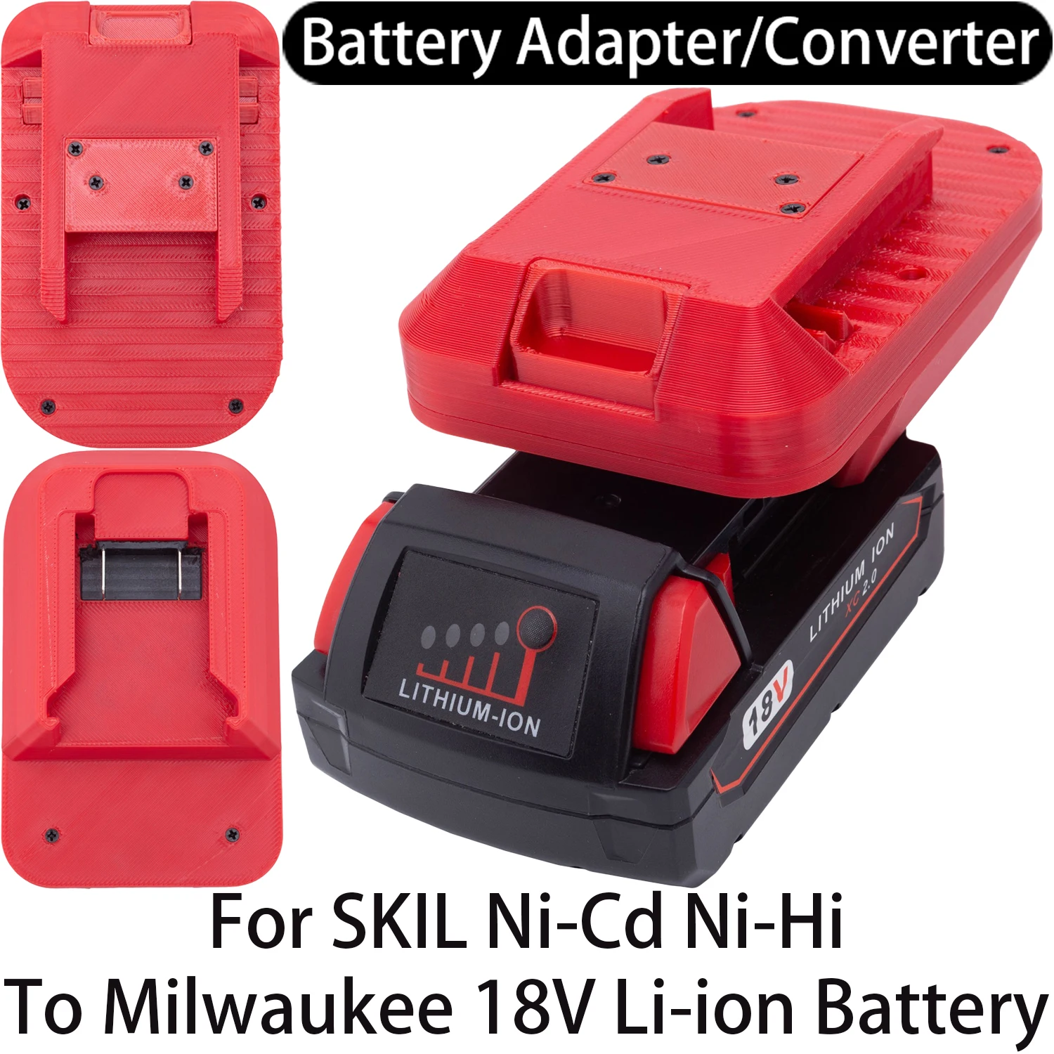 Adaptador de Bateria para Ferramentas SKIL Ni-Cd Ni-Hi para Bateria Milwaukee 18V Li-ion, Acessório Conversor de Ferramenta Elétrica