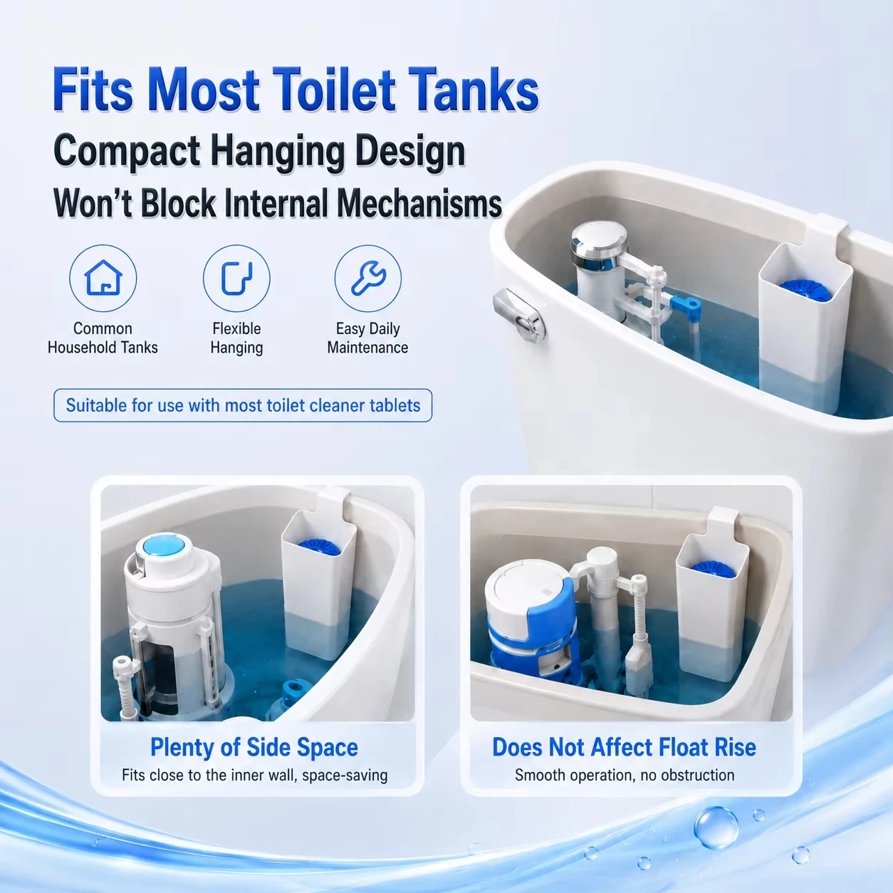 Hanging Slow Release Solid Toilet Cleaner Dispenser Tank Replacement Parts Long Lasting Deep Cleaning Bowl Buffer Box